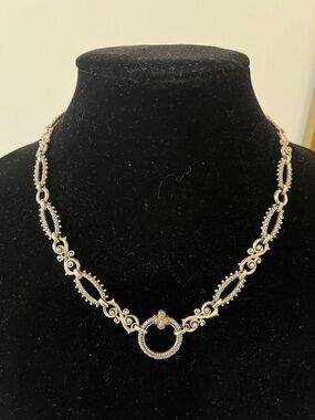 Barbara Bixby Sterling & 18k textured 18 1/2 in necklace